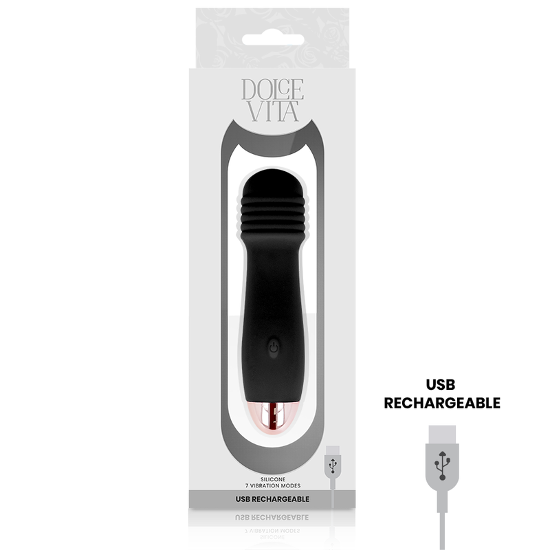 DOLCE VITA - AUFLADBARER VIBRATOR DREI SCHWARZ 7 GESCHWINDIGKEIT – Bild 3