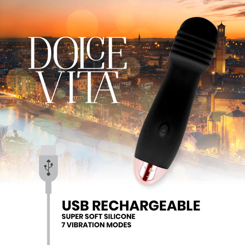 DOLCE VITA - AUFLADBARER VIBRATOR DREI SCHWARZ 7 GESCHWINDIGKEIT – Bild 4