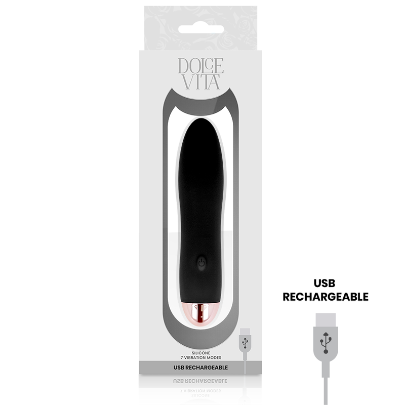 DOLCE VITA - AUFLADBARER VIBRATOR VIER SCHWARZ 7 GESCHWINDIGKEITEN – Bild 3