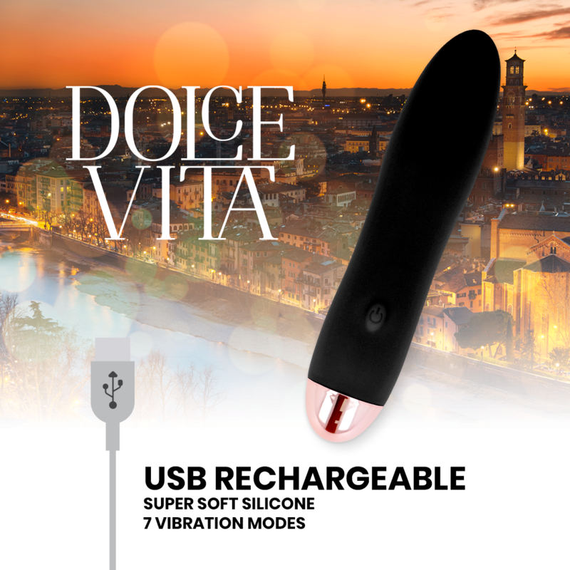 DOLCE VITA - AUFLADBARER VIBRATOR VIER SCHWARZ 7 GESCHWINDIGKEITEN – Bild 4