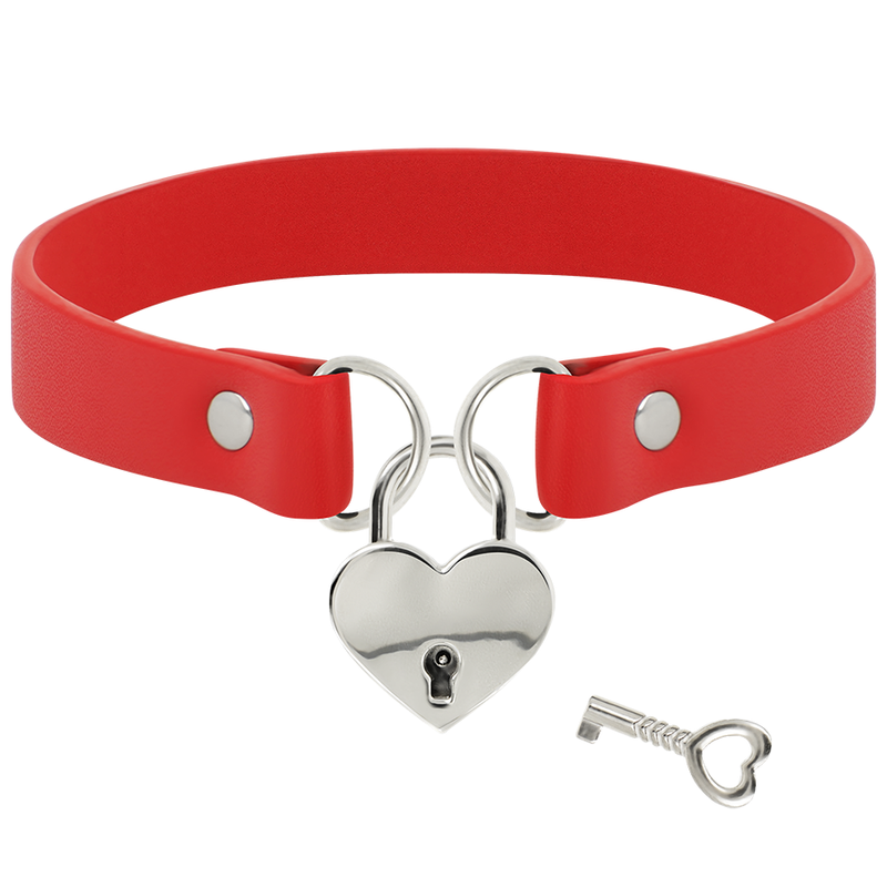COQUETTE CHIC DESIRE - ROTE HALSKETTE AUS VEGANEM LEDER MIT HERZ-ACCESSOIRE MIT SCHLÜSSEL – Bild 3