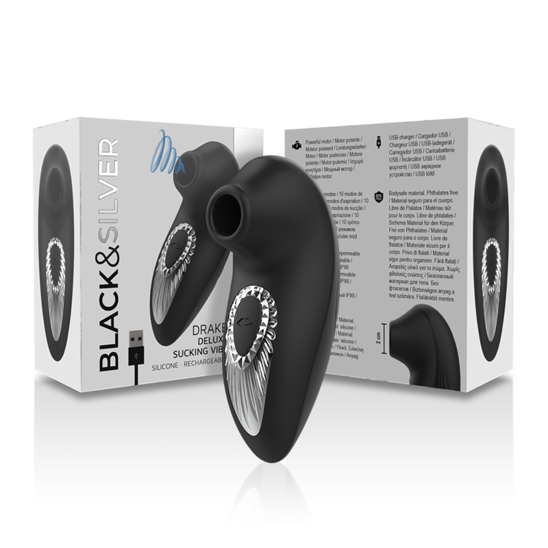 BLACKSILVER - DRAKE DELUXE SUCKING VIBE WIEDERAUFLADBARES SILIKON SCHWARZ – Bild 5
