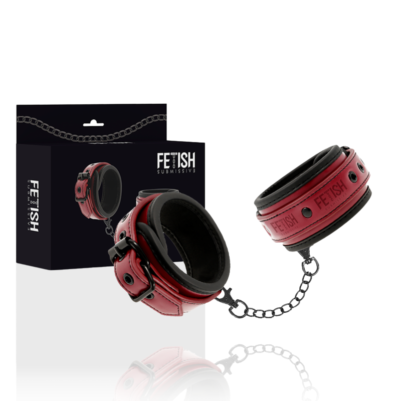 FETISH SUBMISSIVE DARK ROOM - HANDSCHELLEN AUS VEGANEM LEDER MIT NEOPRENFUTTER – Bild 2
