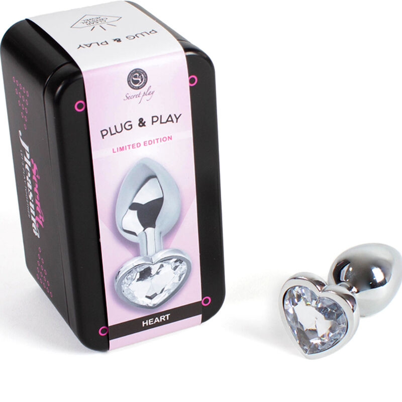 SECRETPLAY - BUTT PLUG AUS METALL, KLARES KRISTALLHERZ, KLEINE GRÖSSE 7 CM – Bild 2