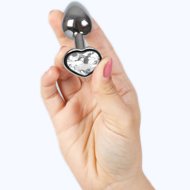SECRETPLAY - BUTT PLUG AUS METALL, KLARES KRISTALLHERZ, KLEINE GRÖSSE 7 CM – Bild 3