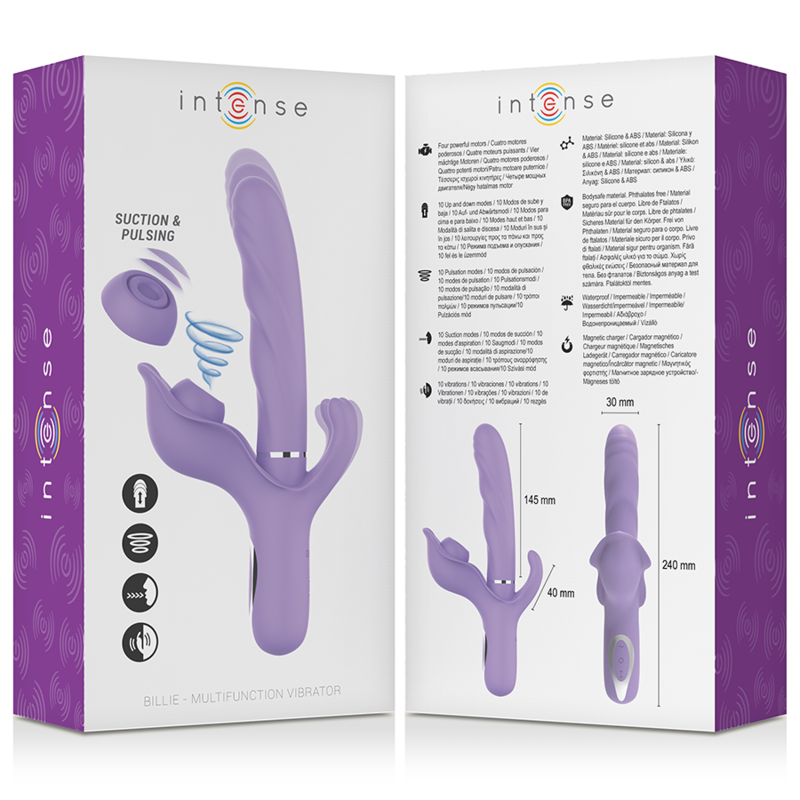 INTENSE - BILLIE MULTIFUNKTIONALER WIEDERAUFLADBARER SAUGVIBRATOR MIT LILA DRUCKKNOPF – Bild 5