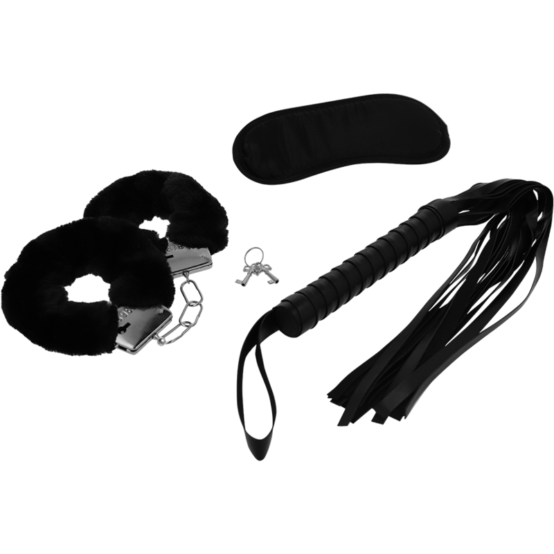INTENSE - FETISH EROTIKSPIELSET 1 MIT HANDSCHELLEN, BLINDMASKE UND PEITSCHE – Bild 2
