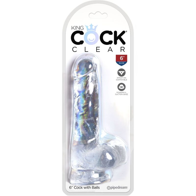 KING COCK - CLEAR REALISTISCHER PENIS MIT EIEREN 13.5 CM TRANSPARENT – Bild 5