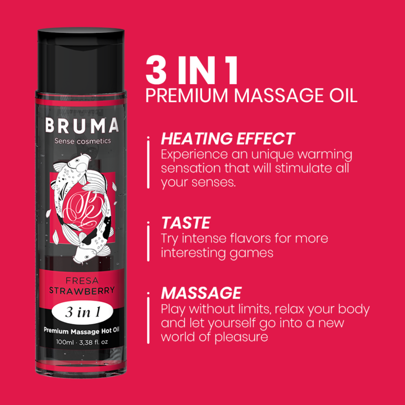 BRUMA - PREMIUM-MASSAGEÖL MIT WÄRMEEFFEKT, ERDBEERE-GESCHMACK 3 IN 1 - 100 ML – Bild 4