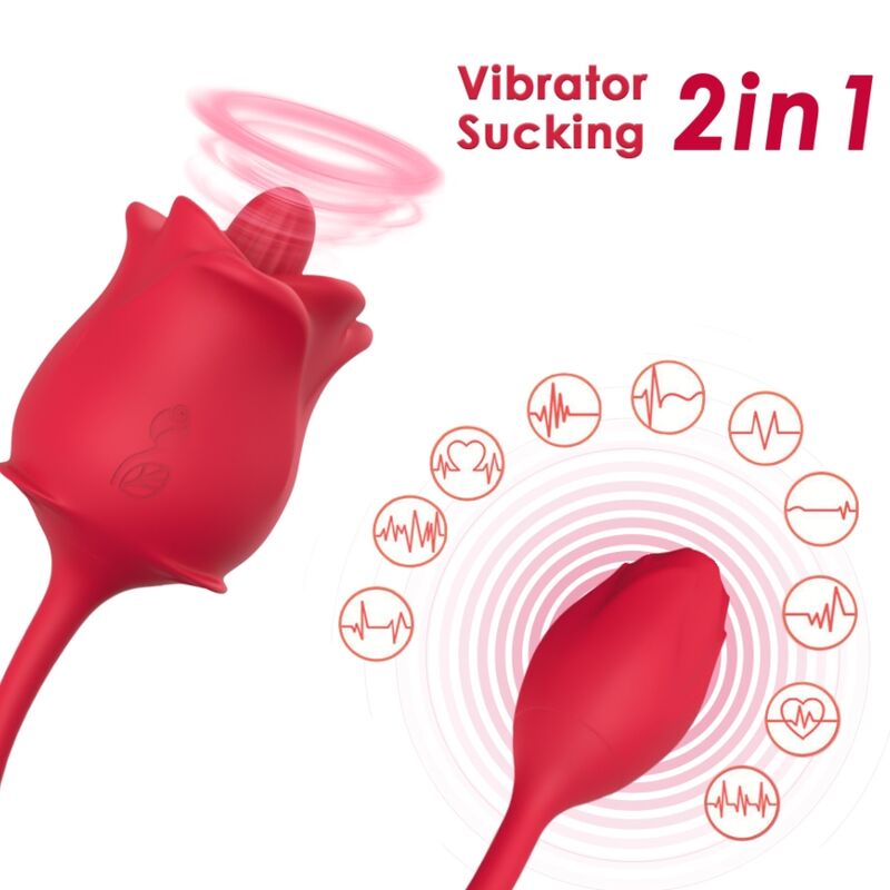 ARMONY - ROSA 2-IN-1-SAUGSTIMULATOR  VIBRATOR 10 MODI MIT ROTEM SCHWANZ