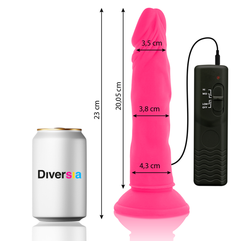 DIVERSIA - FLEXIBLER DILDO MIT VIBRATION ROSA 23 CM -O- 4.3 CM – Bild 2