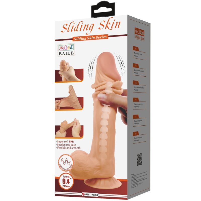 PRETTY LOVE - SLIDING SKIN SERIES REALISTISCHER DILDO MIT SLIDING SKIN SAUNAPF FERNBEDIENUNG FLEISCH 24 CM – Bild 2