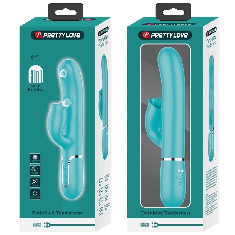 PRETTY LOVE - KANINCHENVIBRATOR MIT LECKENDEM AQUAGRÜN – Bild 4