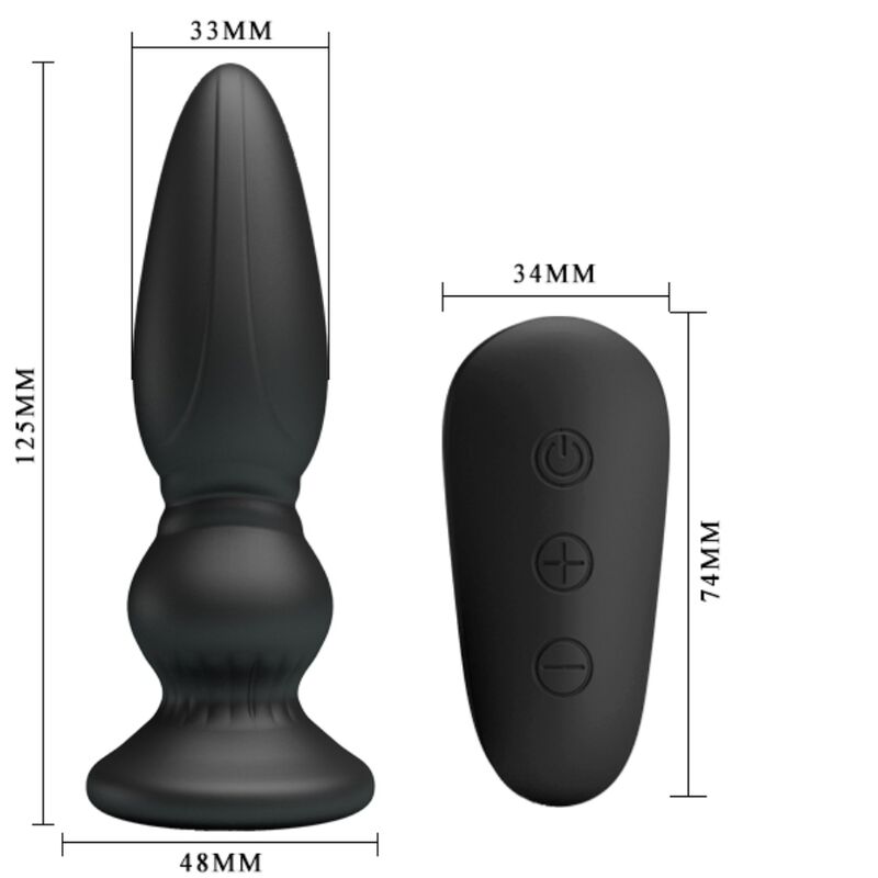 MR PLAY - LEISTUNGSSTARKER VIBRATOR MIT FERNBEDIENUNG, ANALSTECKER, SCHWARZ – Bild 5