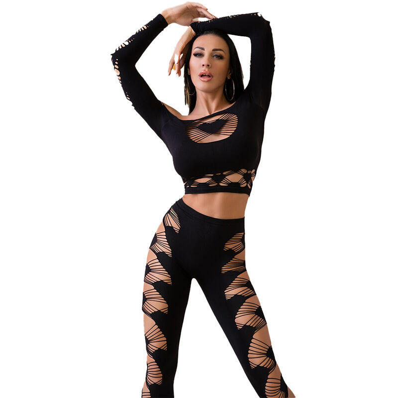 CHILIROSE - CR 4436 TOP  LEGGINS SCHWARZ S/L