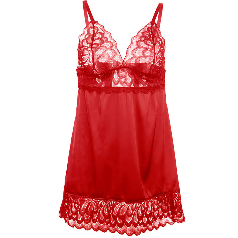 SUBBLIME - BABYDOLL SATINADO CON ENCAJE ROJO S/M – Bild 4