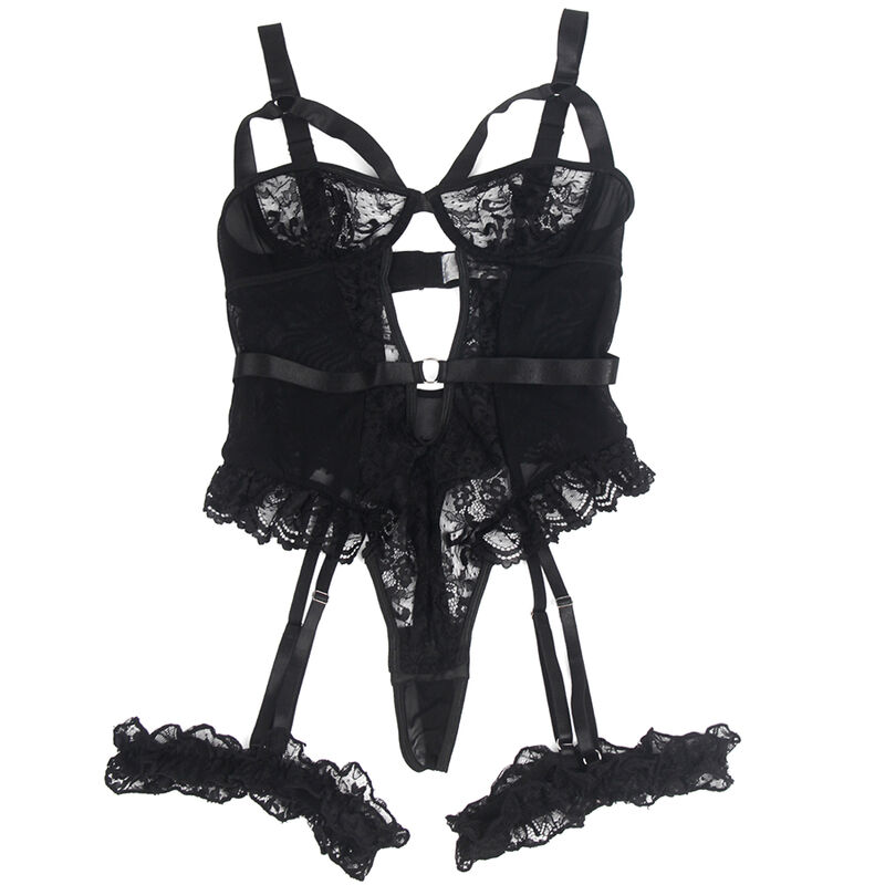 SUBBLIME - TEDDY CON LIGA DETALLE ENCAJES Y TIRAS NEGRO S/M – Bild 4