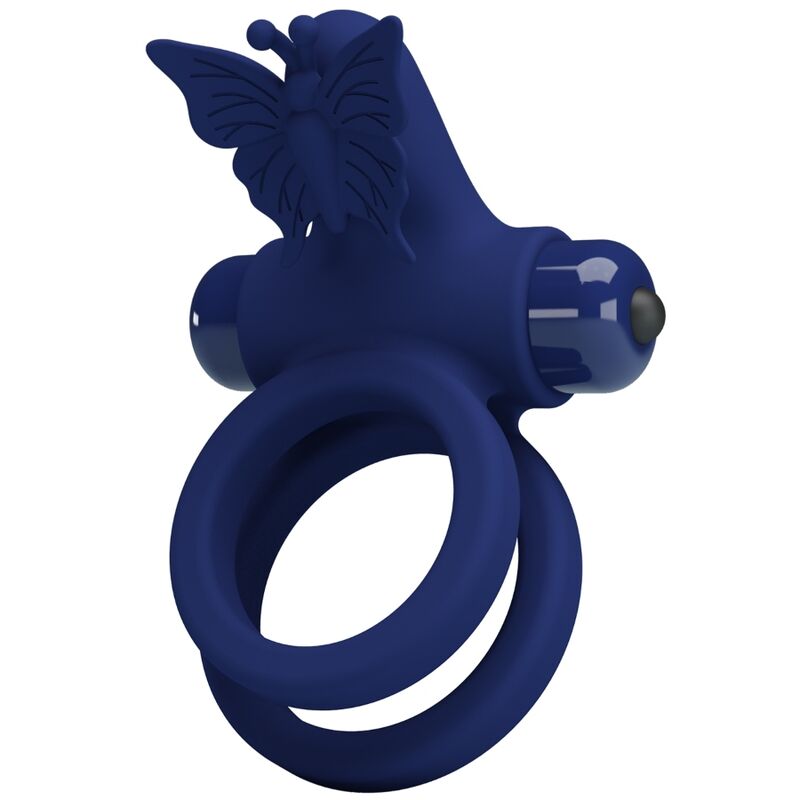 PRETTY LOVE - JAMELE DOPPELRING MIT VIBRATION  SCHMETTERLINGSTIMULATOR BLAU