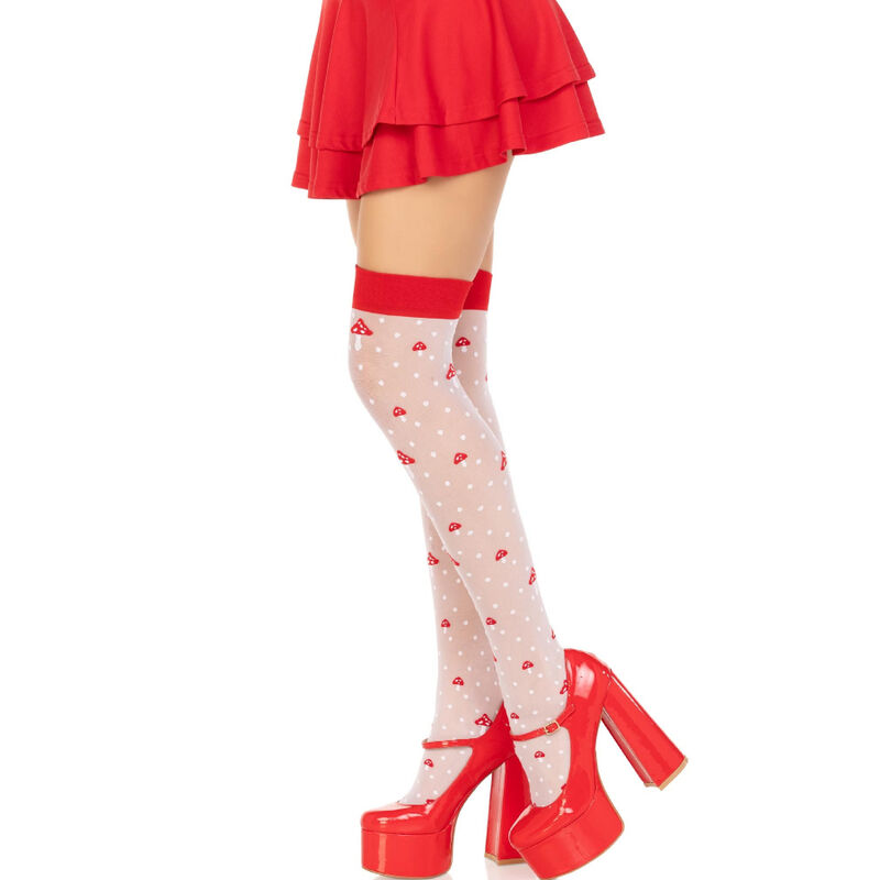 LEG AVENUE - PILZ HOHE SOCKEN ROT/WEISS – Bild 3