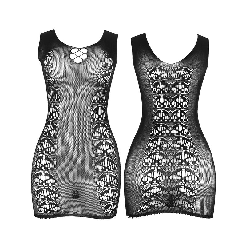 SUBBLIME - 952167 KURZER ELASTISCHER NETZ-KLEID SCHWARZ EINE GRÖSSE – Bild 4