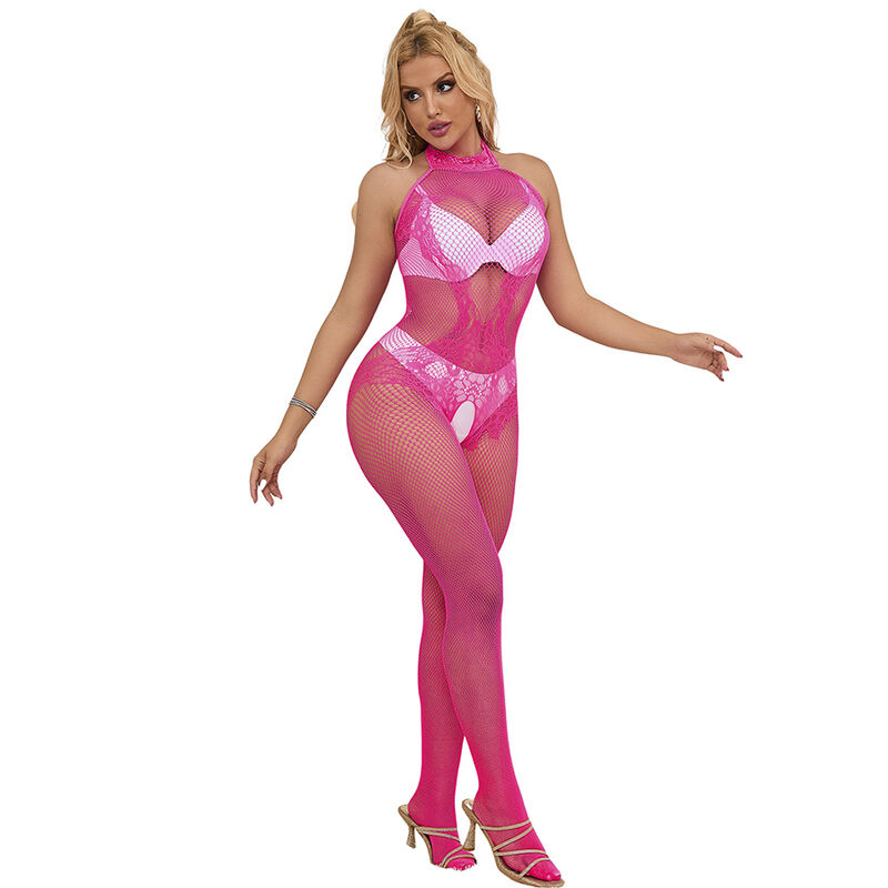 SUBBLIME - 952389 BODYSTOCKING MIT SCHNITTFREIEM NETZ UND SPITZE MIT HOHEM HALS EINE GRÖSSE – Bild 5
