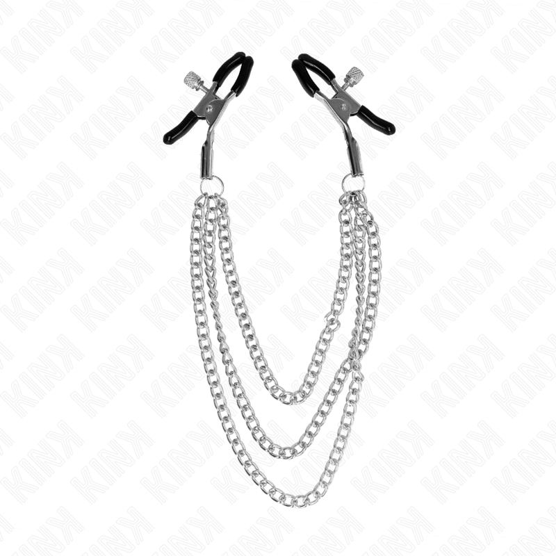 KINK - NIPPELKLEMMEN MIT 3 KETTEN SILBER 20/23/28 CM – Bild 2