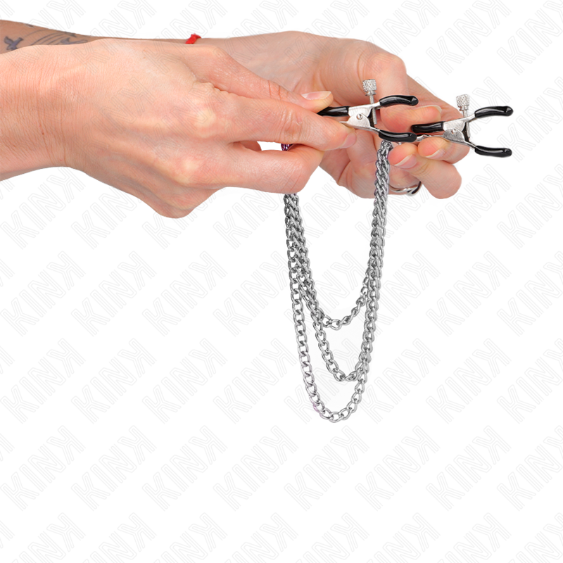 KINK - NIPPELKLEMMEN MIT 3 KETTEN SILBER 20/23/28 CM – Bild 4