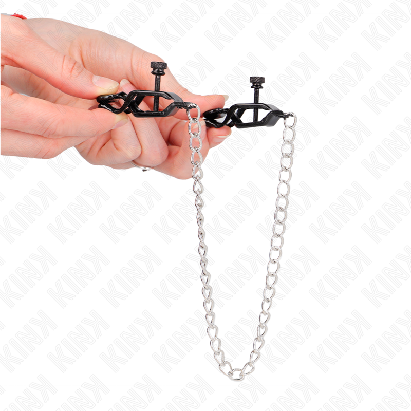 KINK - FLACHE KETTE NIPPELKLEMMEN SILBER 30 CM – Bild 4