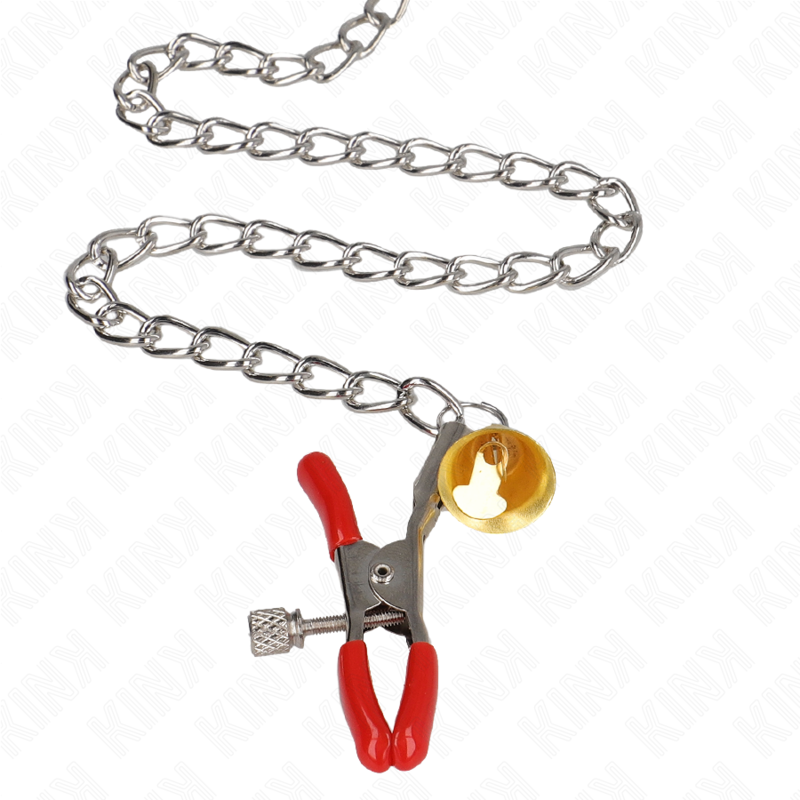 KINK - BELL 3-FACH NIPPEL- UND KLITORISKLEMMEN ROT MIT KETTE 30 CM – Bild 4