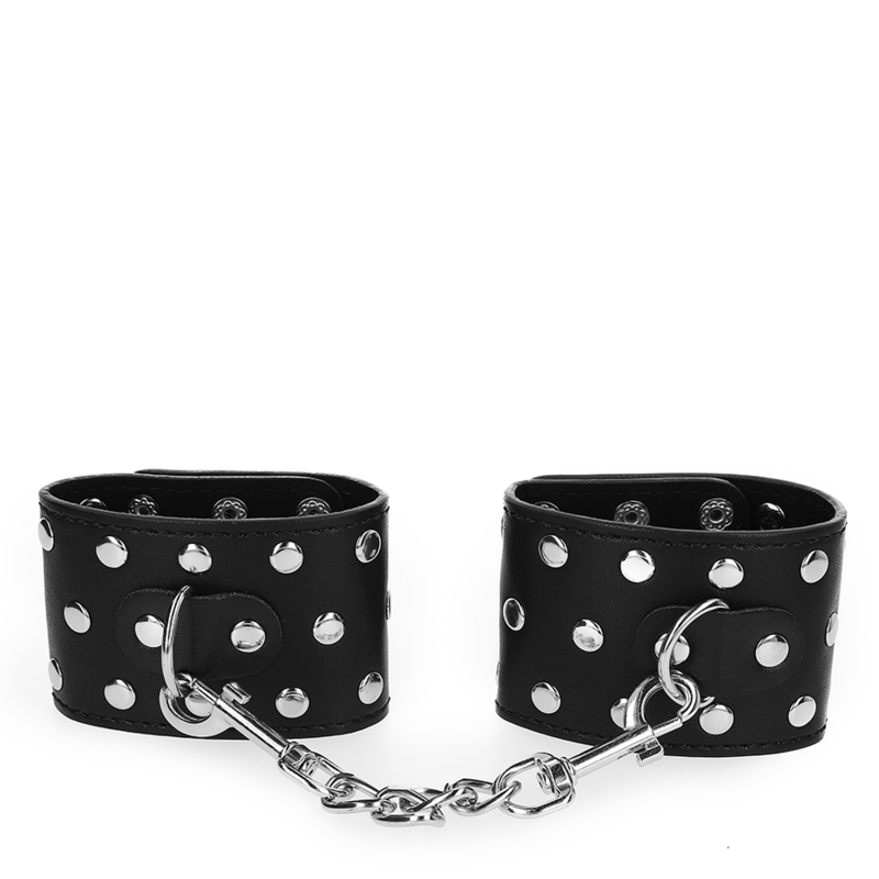 KINK - HANDGELENKFESSELN MIT DRUCKVERSCHLUSS VOLLER NIETEN SCHWARZ VERSTELLBAR 19-24 CM X 5,5 CM – Bild 3