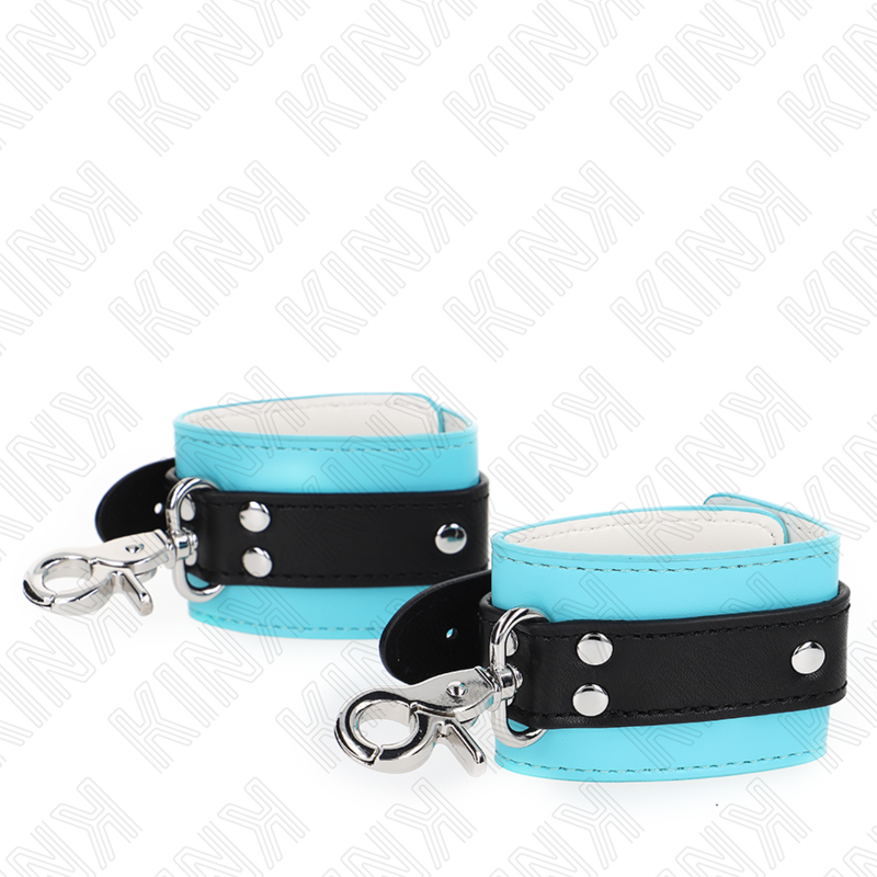 KINK - PREMIUM ABSCHLIEßBARE HANDGELENKFESSELN SCHWARZ/BLAU VERSTELLBAR 21-28 CM X 5,5 CM – Bild 3