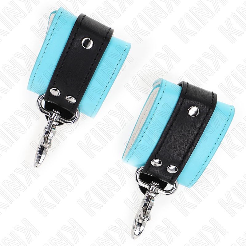KINK - PREMIUM ABSCHLIEßBARE HANDGELENKFESSELN SCHWARZ/BLAU VERSTELLBAR 21-28 CM X 5,5 CM – Bild 4