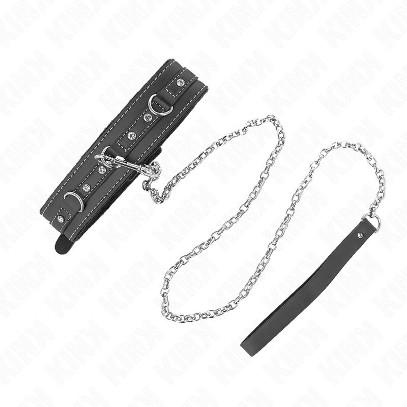 KINK - PVC LEDER HALSKETTE MIT GÜRTEL 105 CM STRASS NIETE 41,5 X 4 CM – Bild 2