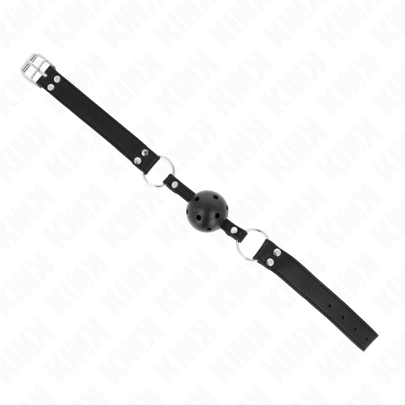 KINK - ATMUNGSAKTIVER BALL 4 CM KNEBEL MIT DOPPELNIET MODELL 1 SCHWARZ 62,5 x 2,5 CM VERSTELLBAR 42-58 CM – Bild 3