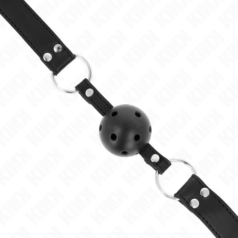 KINK - ATMUNGSAKTIVER BALL 4 CM KNEBEL MIT DOPPELNIET MODELL 1 SCHWARZ 62,5 x 2,5 CM VERSTELLBAR 42-58 CM – Bild 4