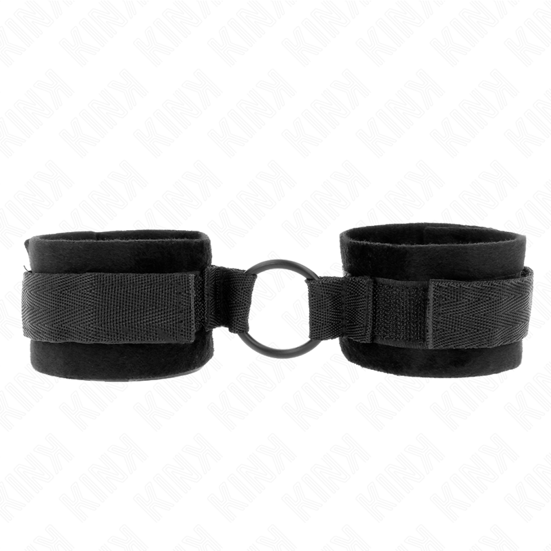 KINK - BEGINNER PELZ HANDMANSCHETTEN 25 CM MIT O-RING 4 CM SCHWARZ VERSTELLBAR 15-25 CM – Bild 2