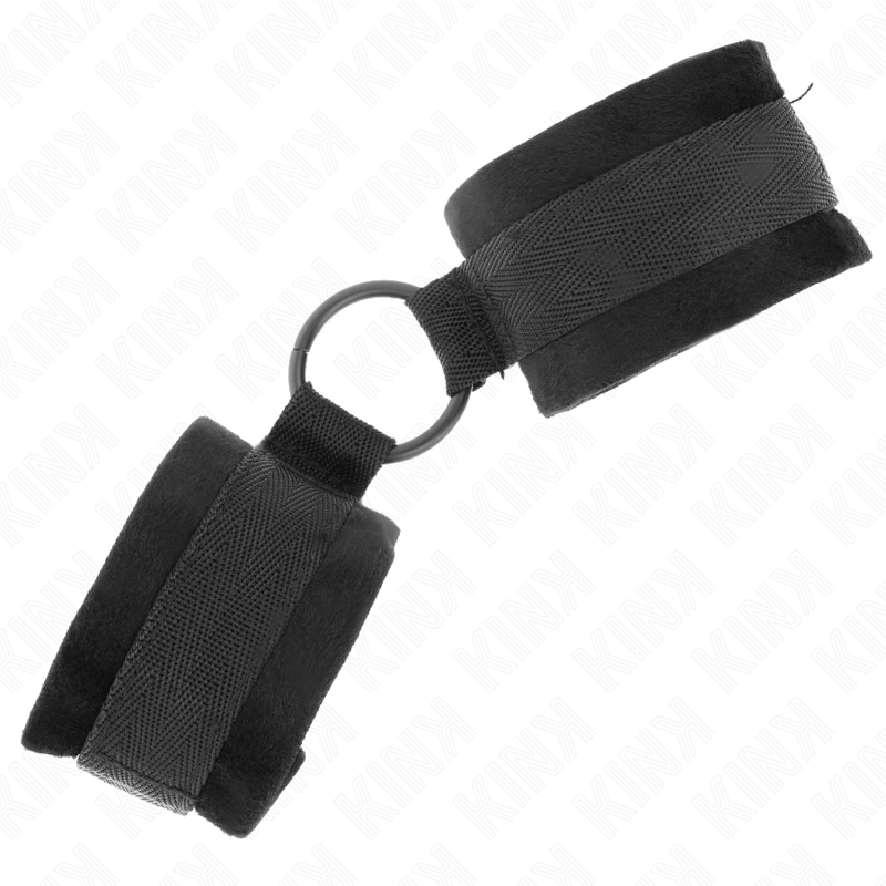 KINK - BEGINNER PELZ HANDMANSCHETTEN 25 CM MIT O-RING 4 CM SCHWARZ VERSTELLBAR 15-25 CM – Bild 3