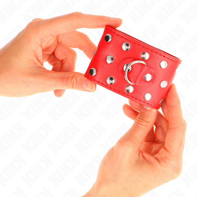 KINK - HANDGELENKFESSELN MIT DRUCKVERSCHLUSS VOLLER NIETEN ROT VERSTELLBAR 19-24 CM X 5,5 CM – Bild 4