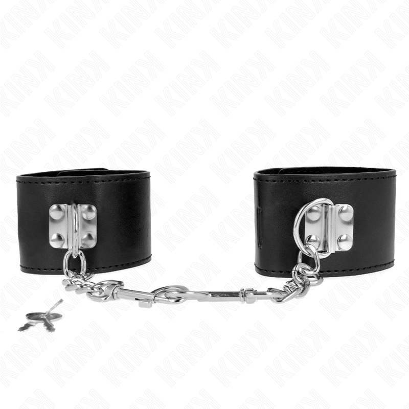 KINK - HANDGELENKFESSELN MIT VORHÄNGESCHLOSS VERSCHLUSS SCHWARZ VERSTELLBAR 16-23 CM X 5,5 CM – Bild 2