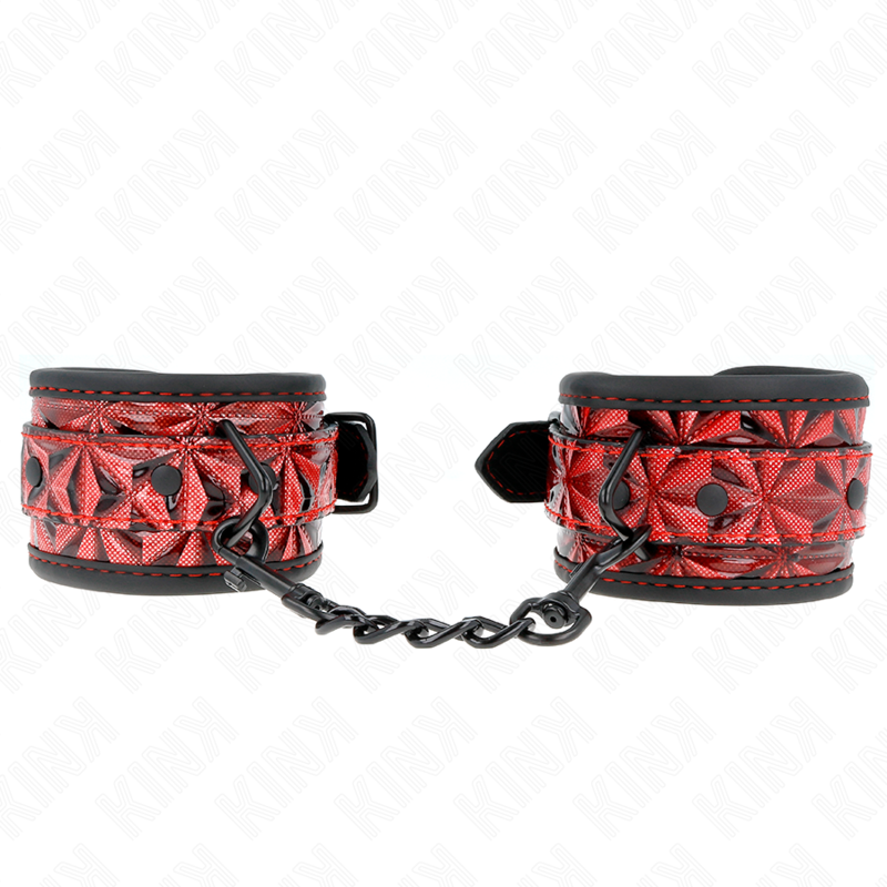 KINK - HANDGELENKFESSELN MIT RAUTENMUSTER, DUNKELROT, VERSTELLBAR 17-26 CM X 5,5 CM – Bild 2
