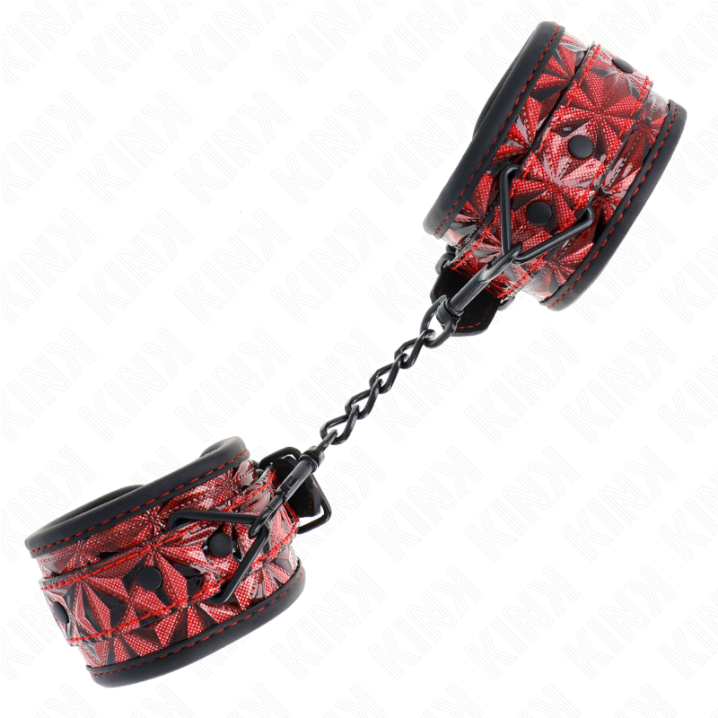 KINK - HANDGELENKFESSELN MIT RAUTENMUSTER, DUNKELROT, VERSTELLBAR 17-26 CM X 5,5 CM – Bild 3