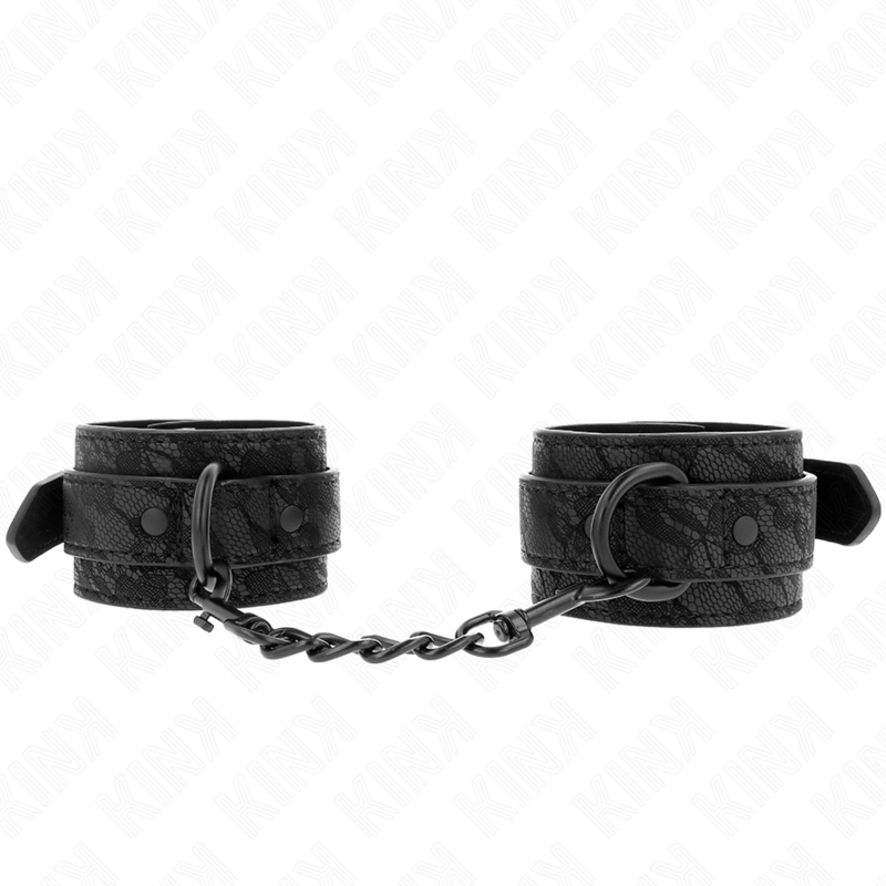KINK - MIT DUNKLER SPITZE ÜBERZOGENE HANDGELENKMANSCHETTEN VERSTELLBAR SCHWARZ 19-26 CM – Bild 2