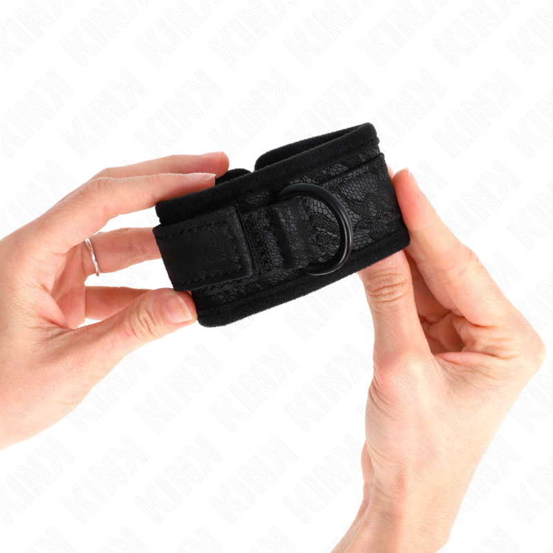 KINK - DARK LACE CUFFS NEOPRENE HANDGELENK MANSCHETTEN VERSTELLBAR SCHWARZ 20-29 CM X 5 CM – Bild 4