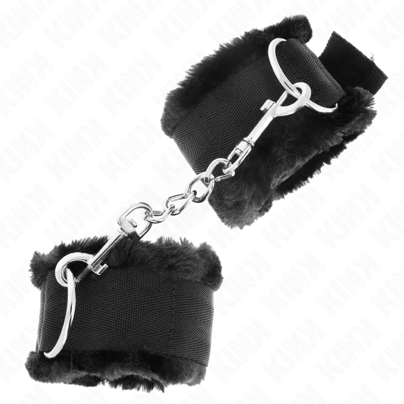 KINK - PELZGEFÜTTERTE HANDGELENKFESSELN SCHWARZ VERSTELLBAR 17-31 CM X 7 CM – Bild 3