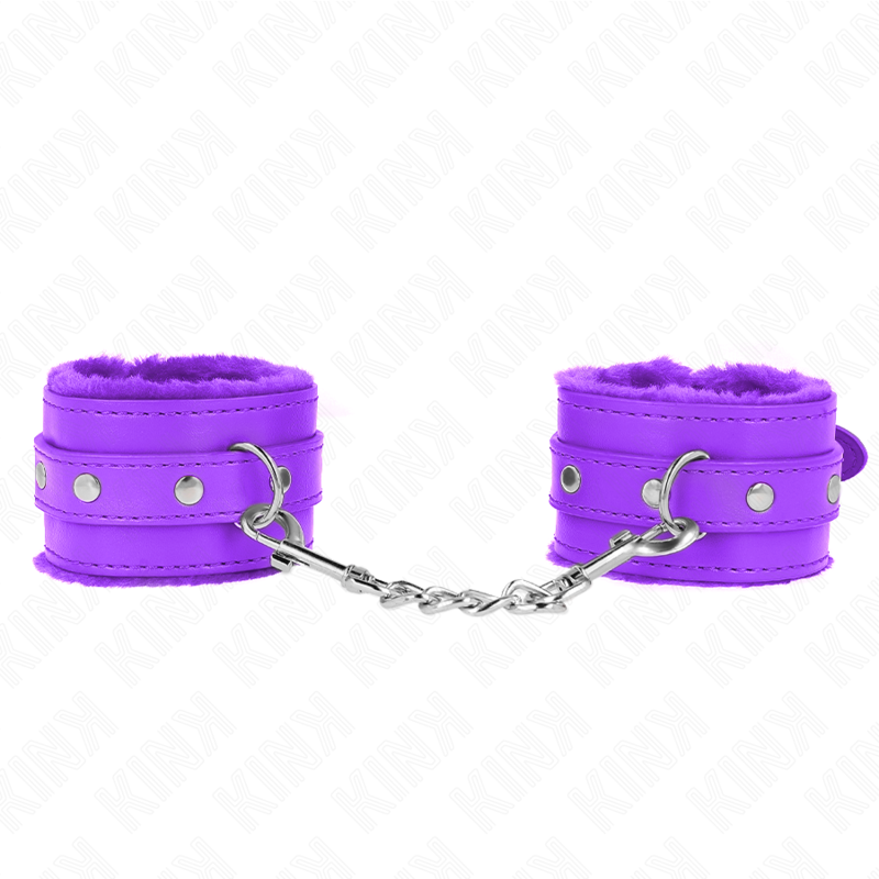 KINK - PREMIUM PELZGEFÜTTERTE HANDGELENKFESSELN LILA MIT LILA GÜRTEL VERSTELLBAR 17-29 CM X 6 CM – Bild 2