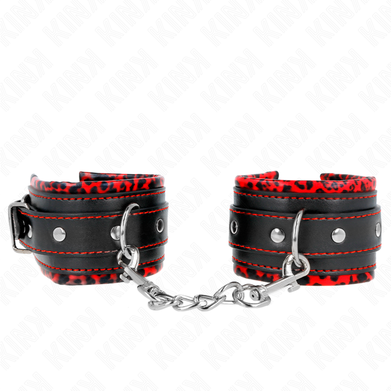 KINK - PELZGEFÜTTERTE HANDGELENKFESSELN ROT/SCHWARZ VERSTELLBAR 17-29 CM X 6 CM – Bild 2
