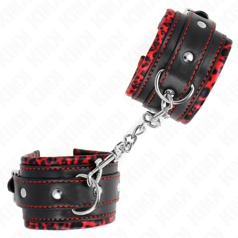 KINK - PELZGEFÜTTERTE HANDGELENKFESSELN ROT/SCHWARZ VERSTELLBAR 17-29 CM X 6 CM – Bild 3