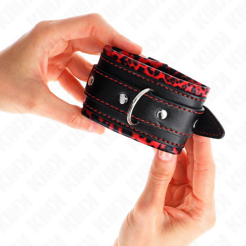 KINK - PELZGEFÜTTERTE HANDGELENKFESSELN ROT/SCHWARZ VERSTELLBAR 17-29 CM X 6 CM – Bild 4