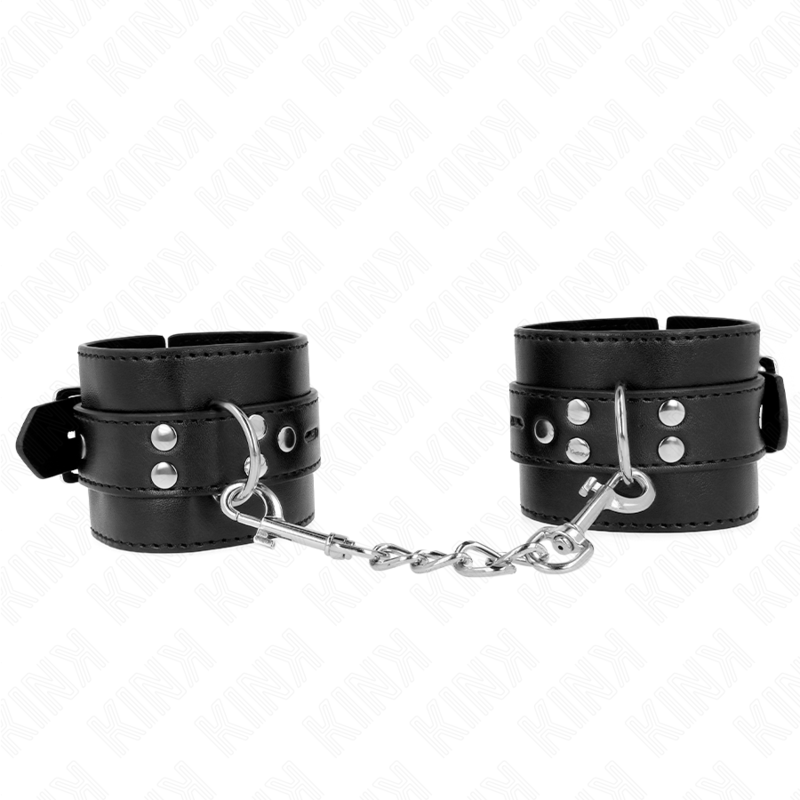KINK - HANDGELENKFESSELN SCHWARZ MIT SCHWARZEM GÜRTEL VERSTELLBAR 17-28 CM X 6 CM – Bild 2