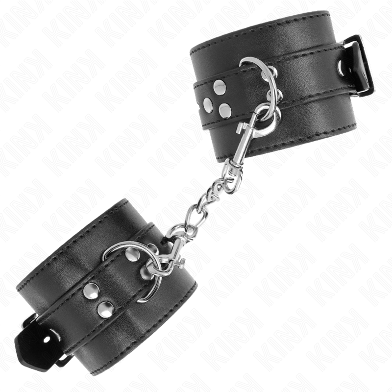 KINK - HANDGELENKFESSELN SCHWARZ MIT SCHWARZEM GÜRTEL VERSTELLBAR 17-28 CM X 6 CM – Bild 3